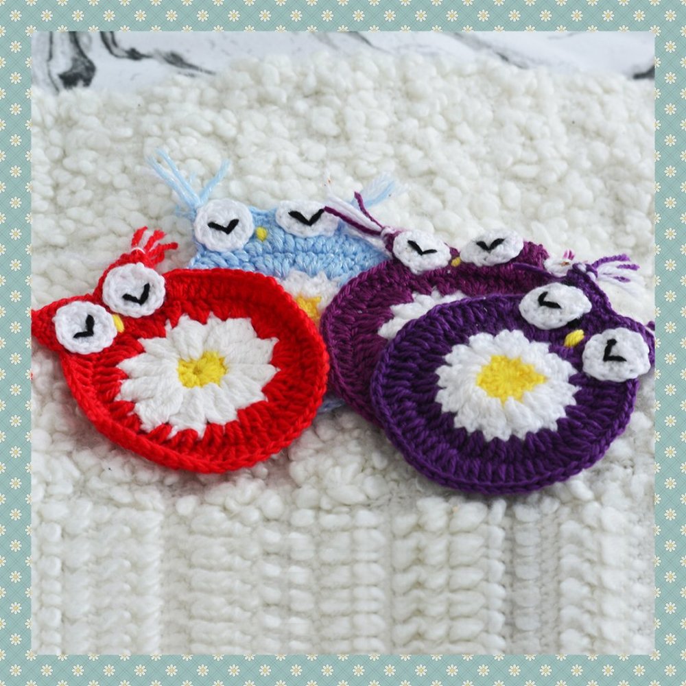 Handmade Yarn Owl Coasters (Set‎ of 4)